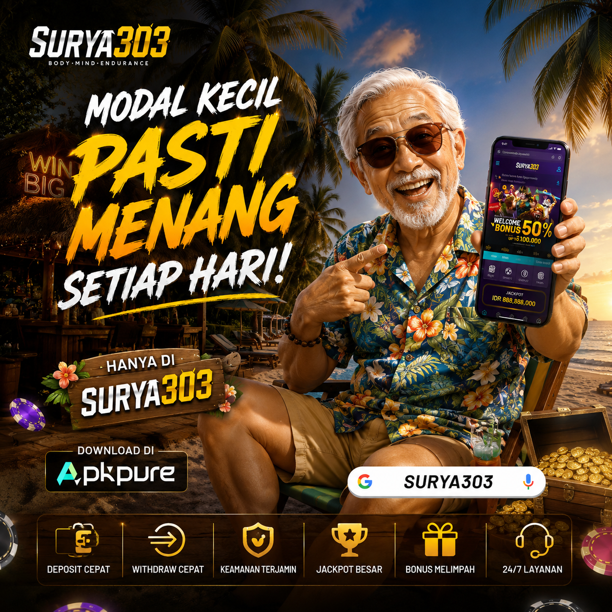 Banner SURYA303 modal kecil pasti menang setiap hari